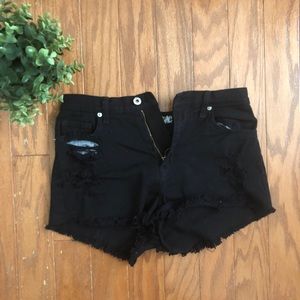 High Waisted Black Jean Shorts